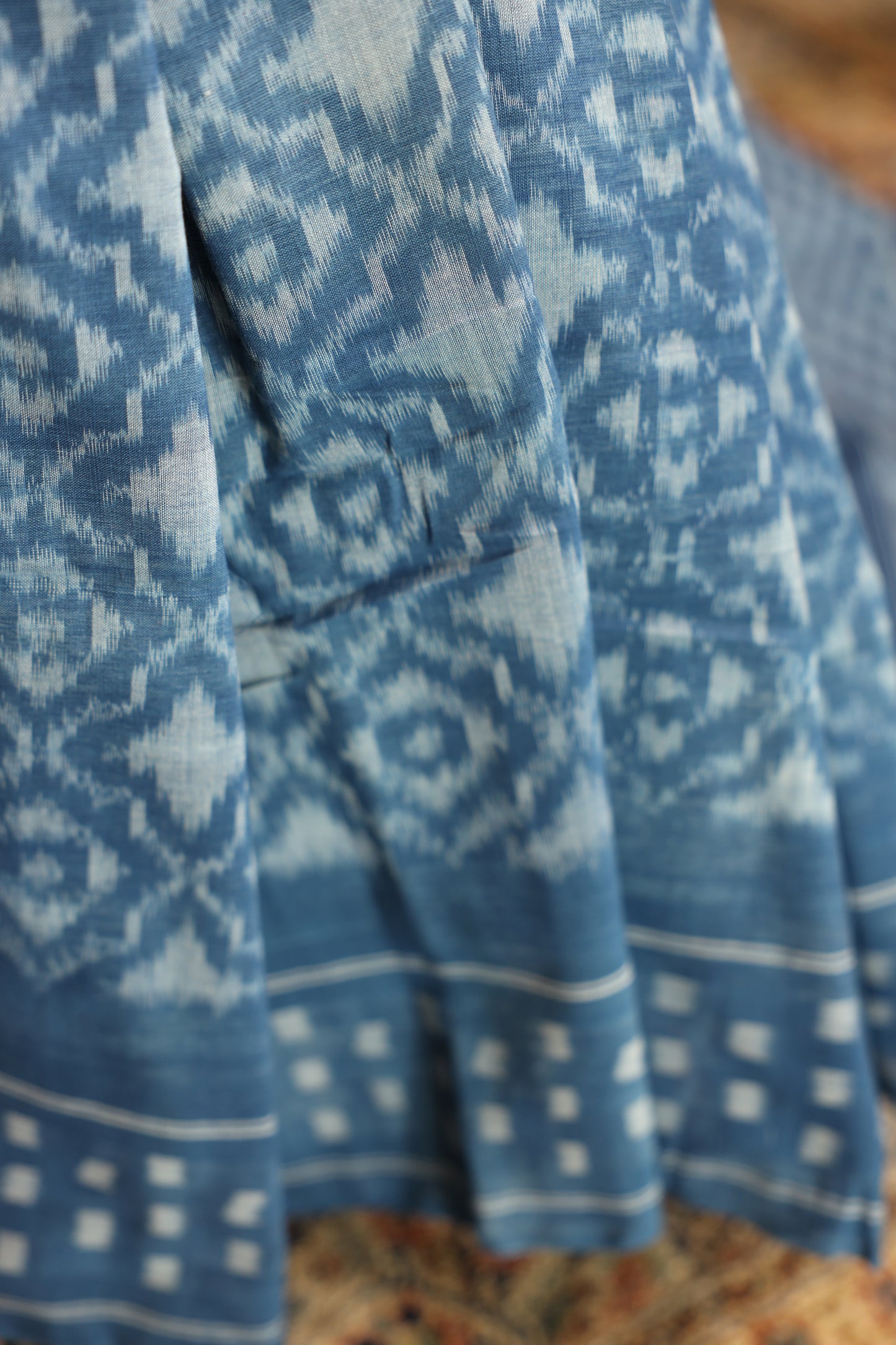 Natural Dye Indigo Handwoven Double Ikkat Cotton