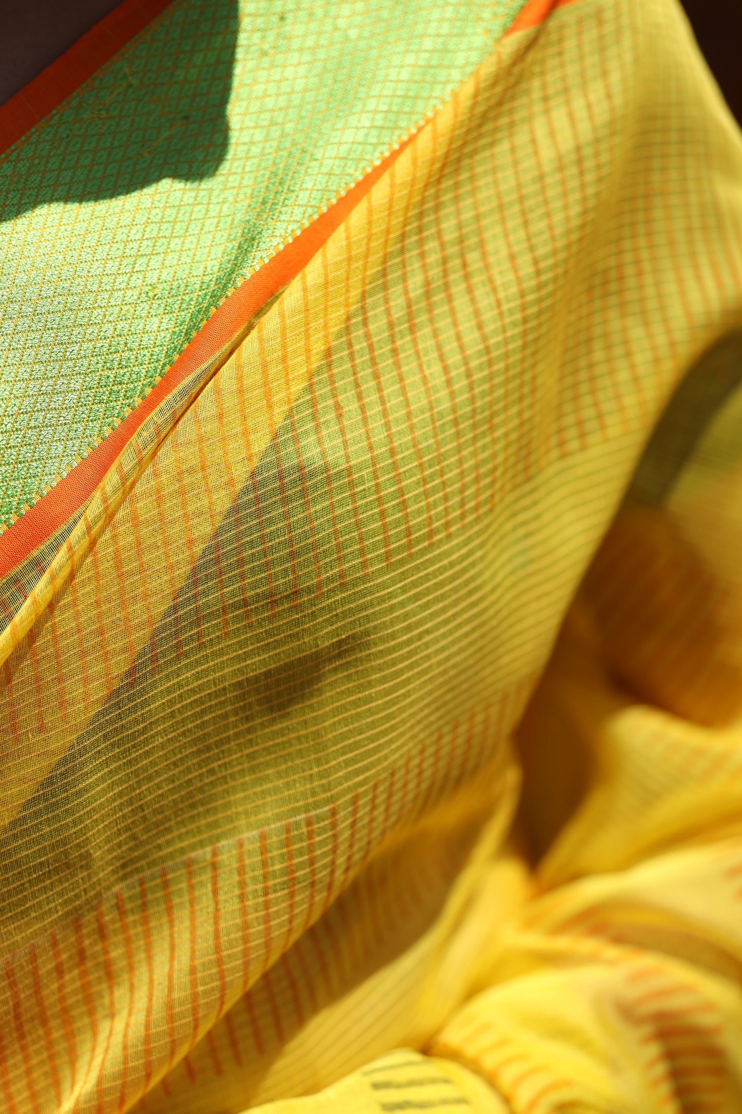 Sunshine Yellow Stripes Maheshwari Silk Cotton