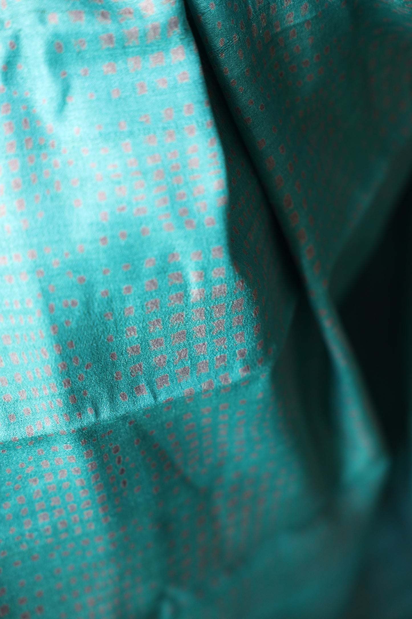 Ice Gola Blue Handblock Printed Handwoven Tussar Silk Saree