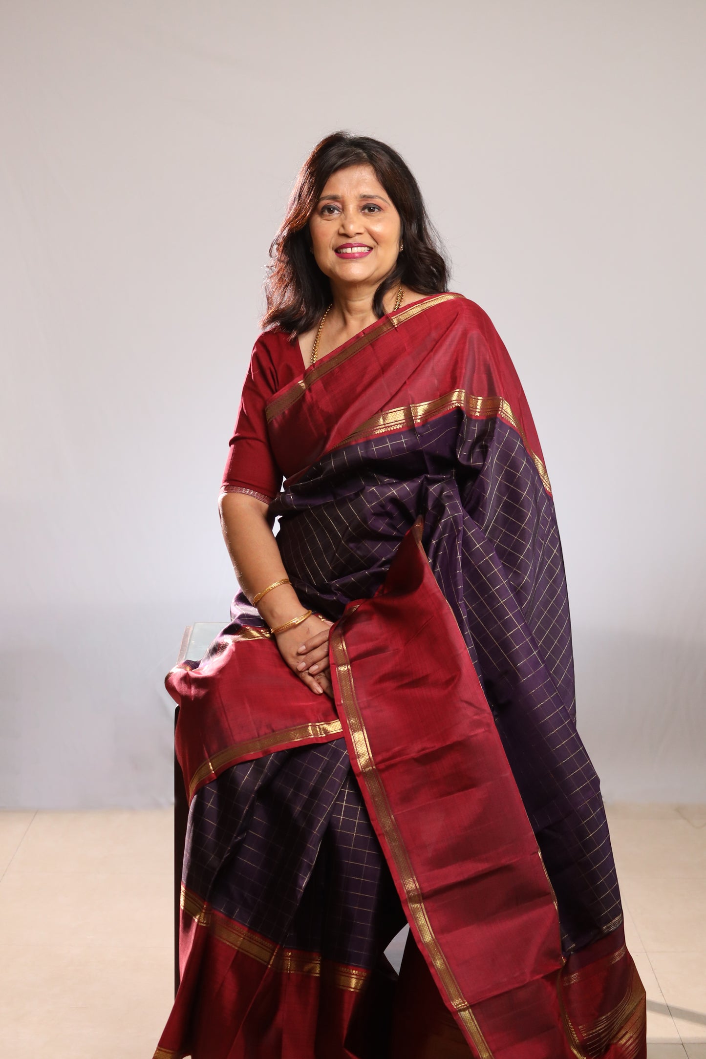 Royal Purple & Maroon Kanjivaram Silk Saree