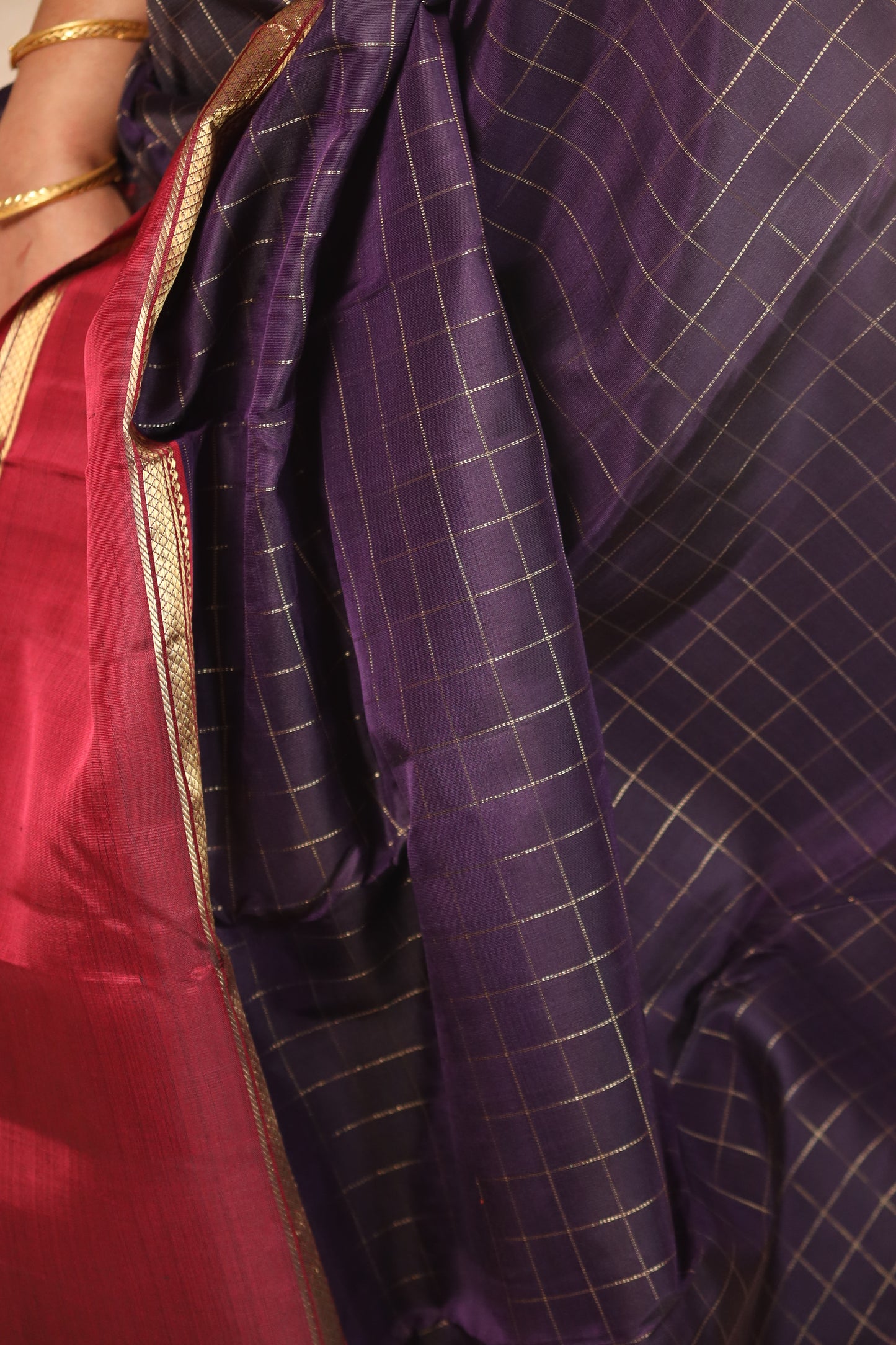 Royal Purple & Maroon Kanjivaram Silk Saree