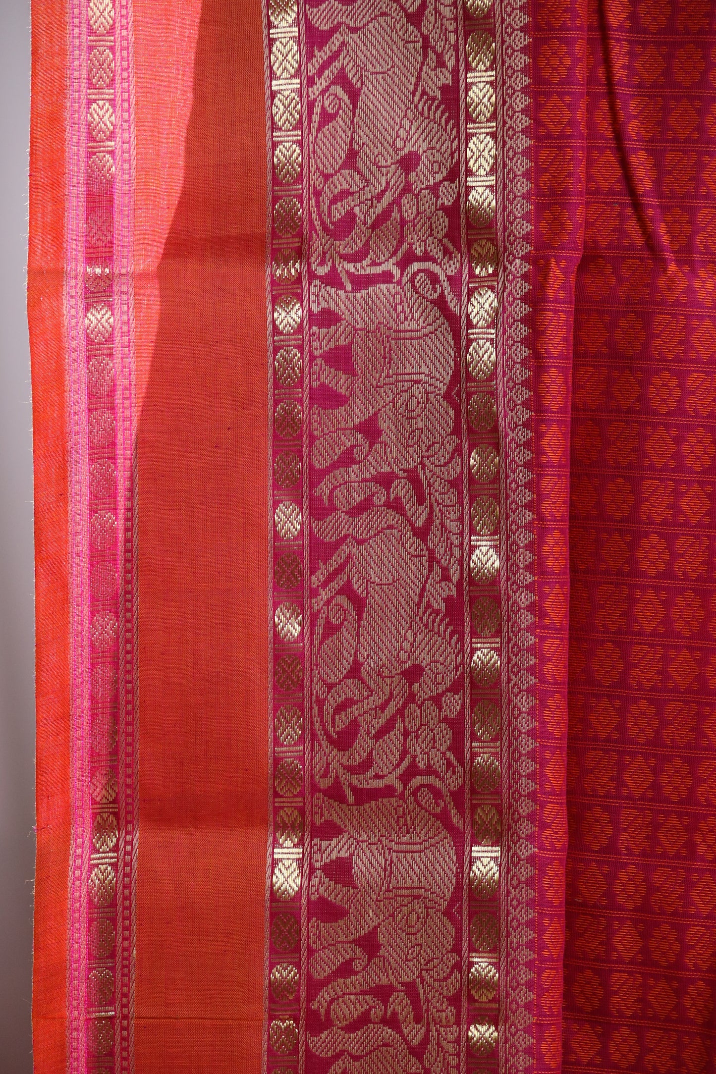 Garnet & Gold Chettinad Cotton Saree