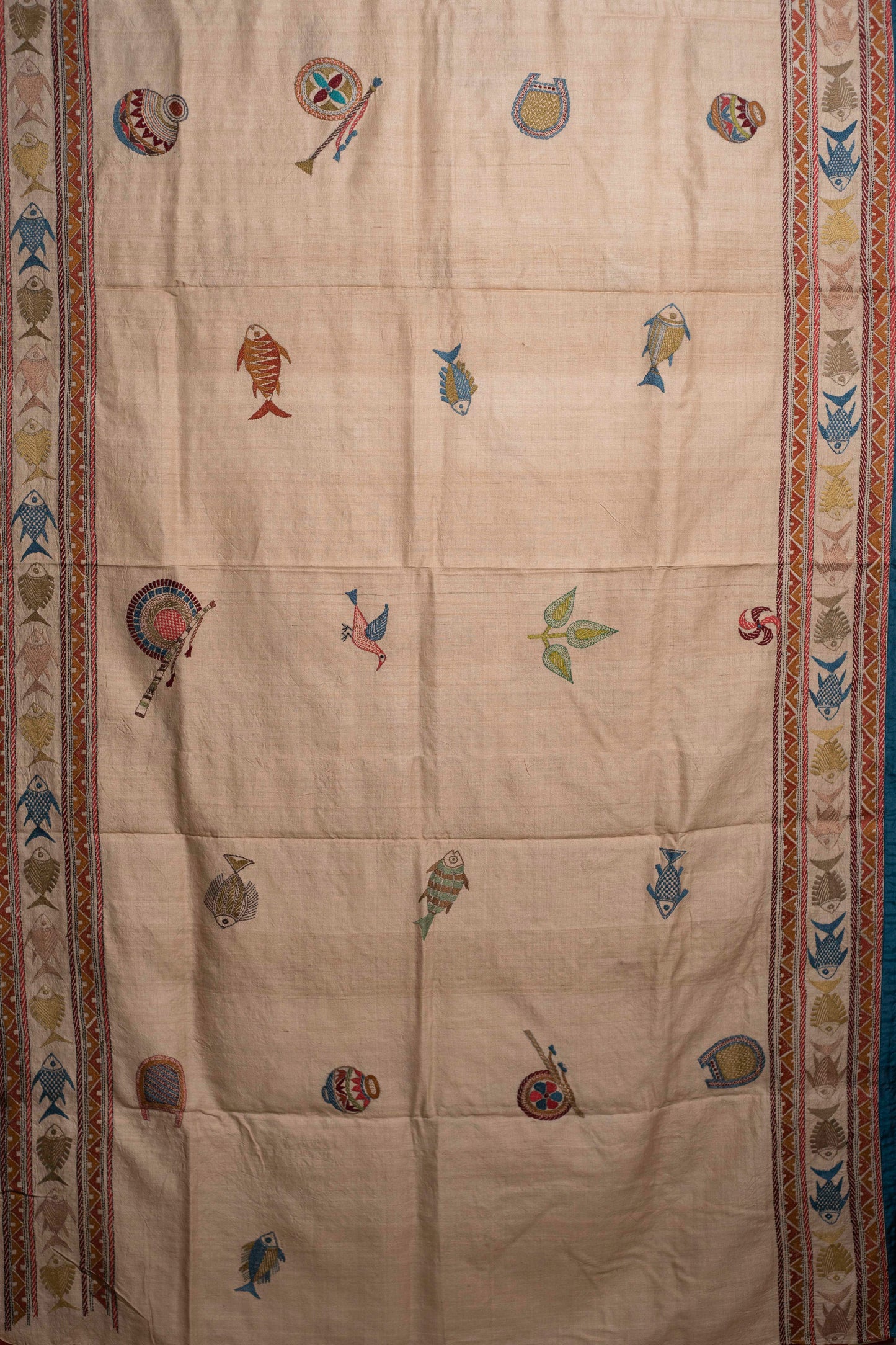 Clay of Life Kantha in Handwoven Pure Silk