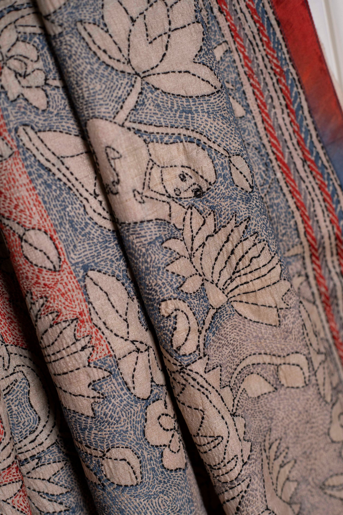 The Lotus Pond Kantha in Handwoven Pure Silk