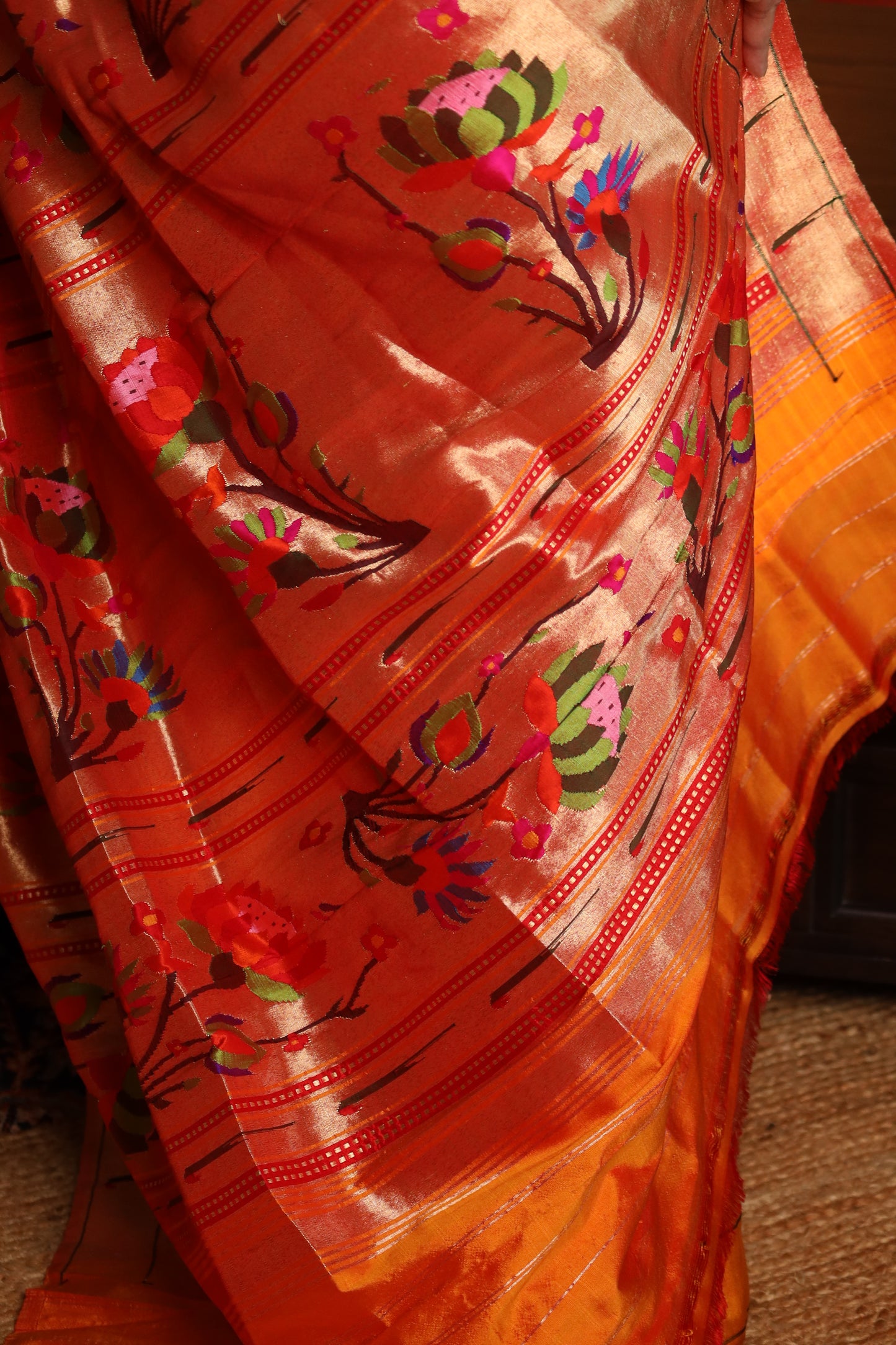 Mango Gold Handwoven Pure Silk Paithani