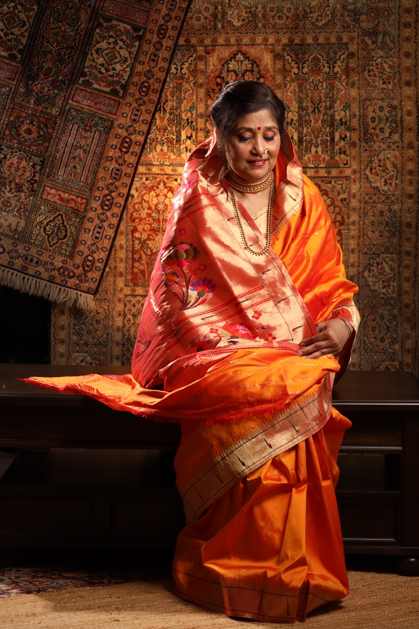 Mango Gold Handwoven Pure Silk Paithani