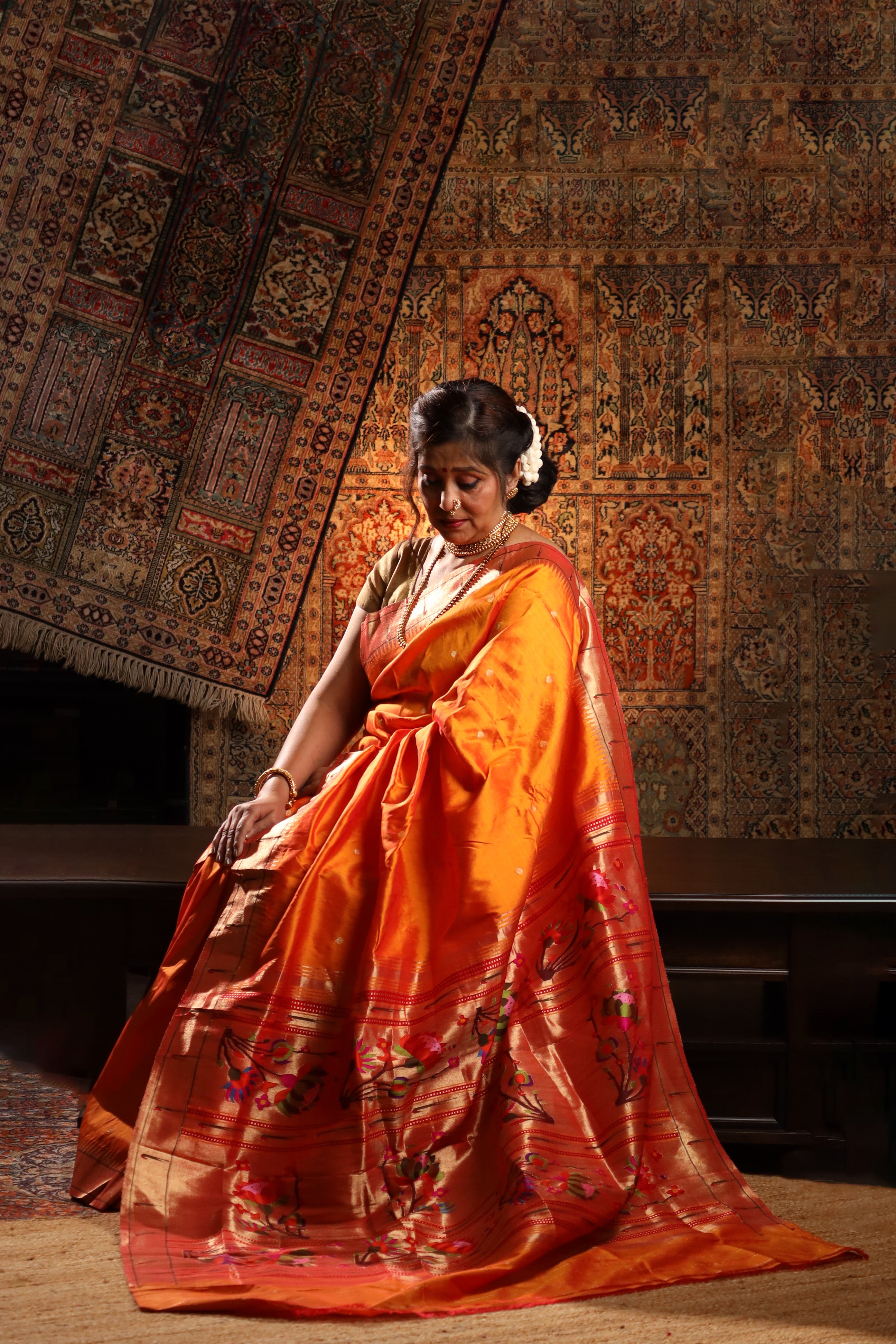 Mango Gold Handwoven Pure Silk Paithani