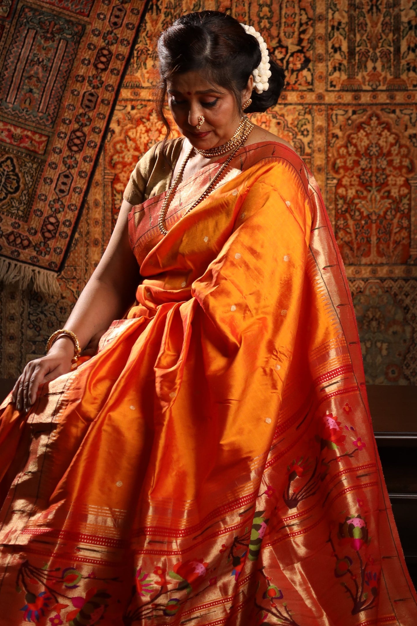 Mango Gold Handwoven Pure Silk Paithani