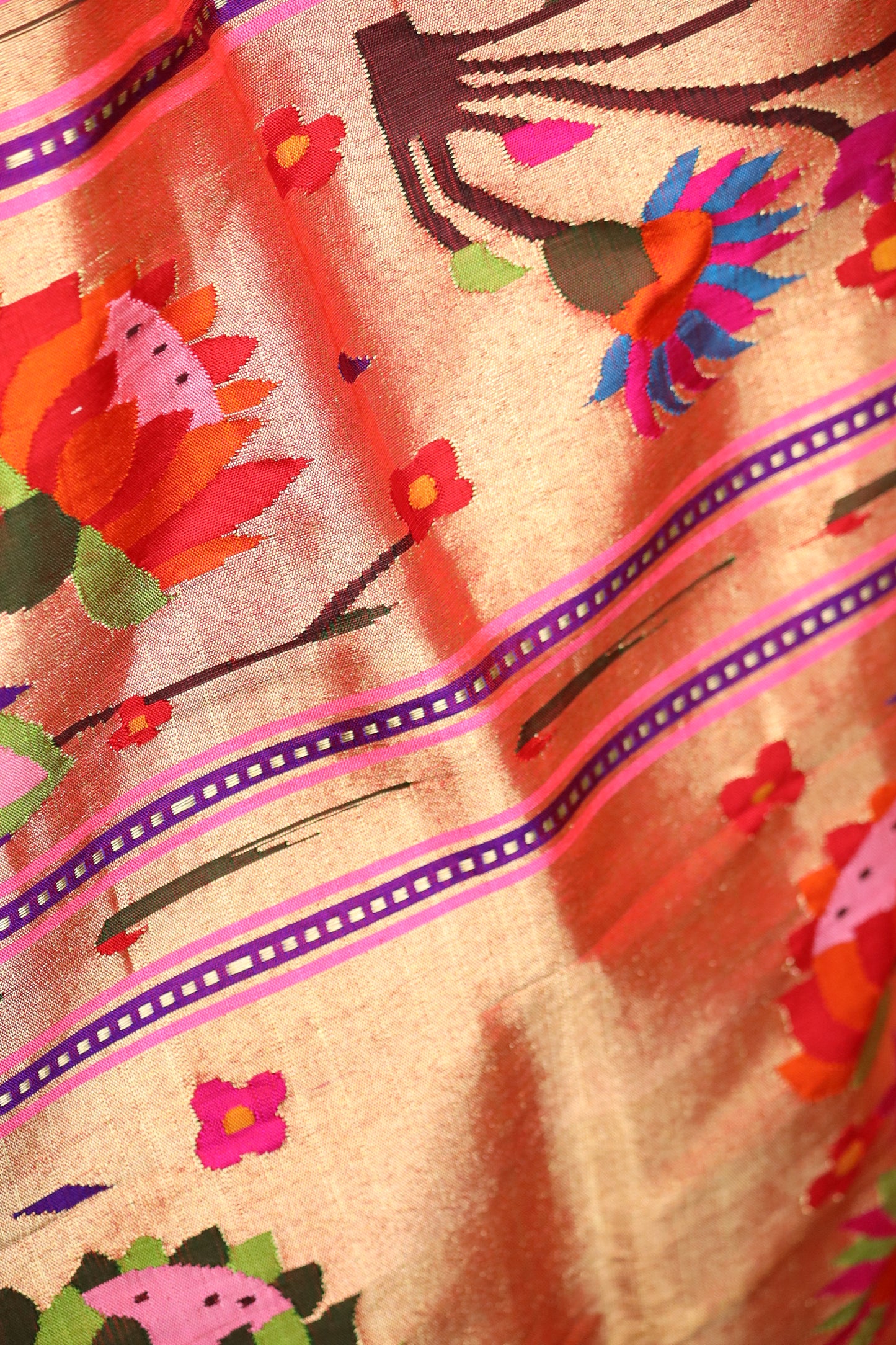 Bright Rani Pink Handwoven Pure Silk Paithani