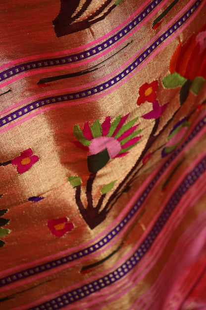 Bright Rani Pink Handwoven Pure Silk Paithani