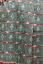 Sea Green & Red Handwoven Double Ikkat Cotton