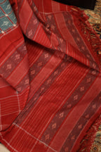 Sea Green & Red Handwoven Double Ikkat Cotton