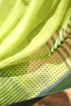 Banana Leaf Green Dots & Dashes Maheshwari Silk Cotton