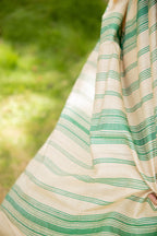 Dragonfly Dance Beige and Green Handblock Printed Handwoven Vidarbha Tussar Silk Saree