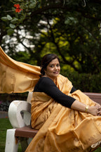 Tiger Tiger Burning Bright Handblock Printed Handwoven Tussar Silk Saree