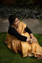 Tiger Tiger Burning Bright Handblock Printed Handwoven Tussar Silk Saree