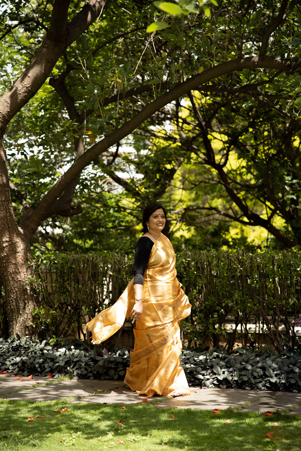Tiger Tiger Burning Bright Handblock Printed Handwoven Tussar Silk Saree