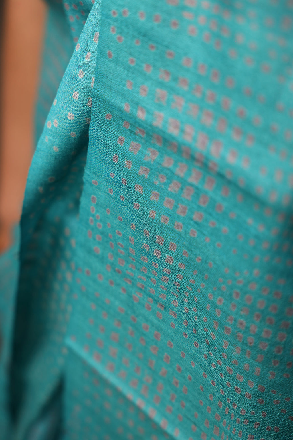 Ice Gola Blue Handblock Printed Handwoven Tussar Silk Saree
