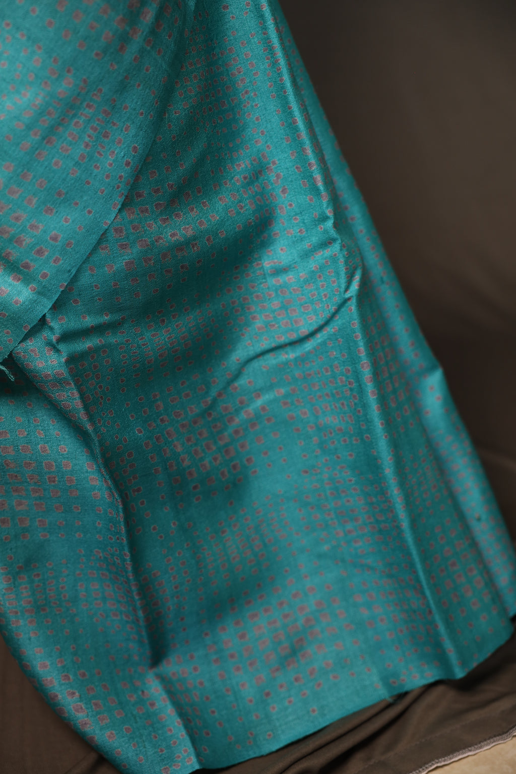 Ice Gola Blue Handblock Printed Handwoven Tussar Silk Saree
