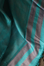 Ice Gola Blue Handblock Printed Handwoven Tussar Silk Saree