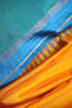 Marigold Turquoise & Fuchsia Kanjivaram Silk