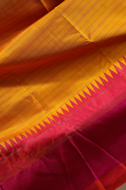 Marigold Turquoise & Fuchsia Kanjivaram Silk