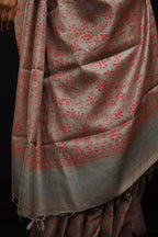Flowers Bloom from the Concrete Handblock Printed Handwoven Tussar Silk Saree