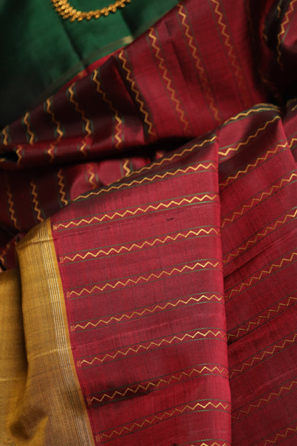 Emeralds & Garnet Kanjivaram Silk