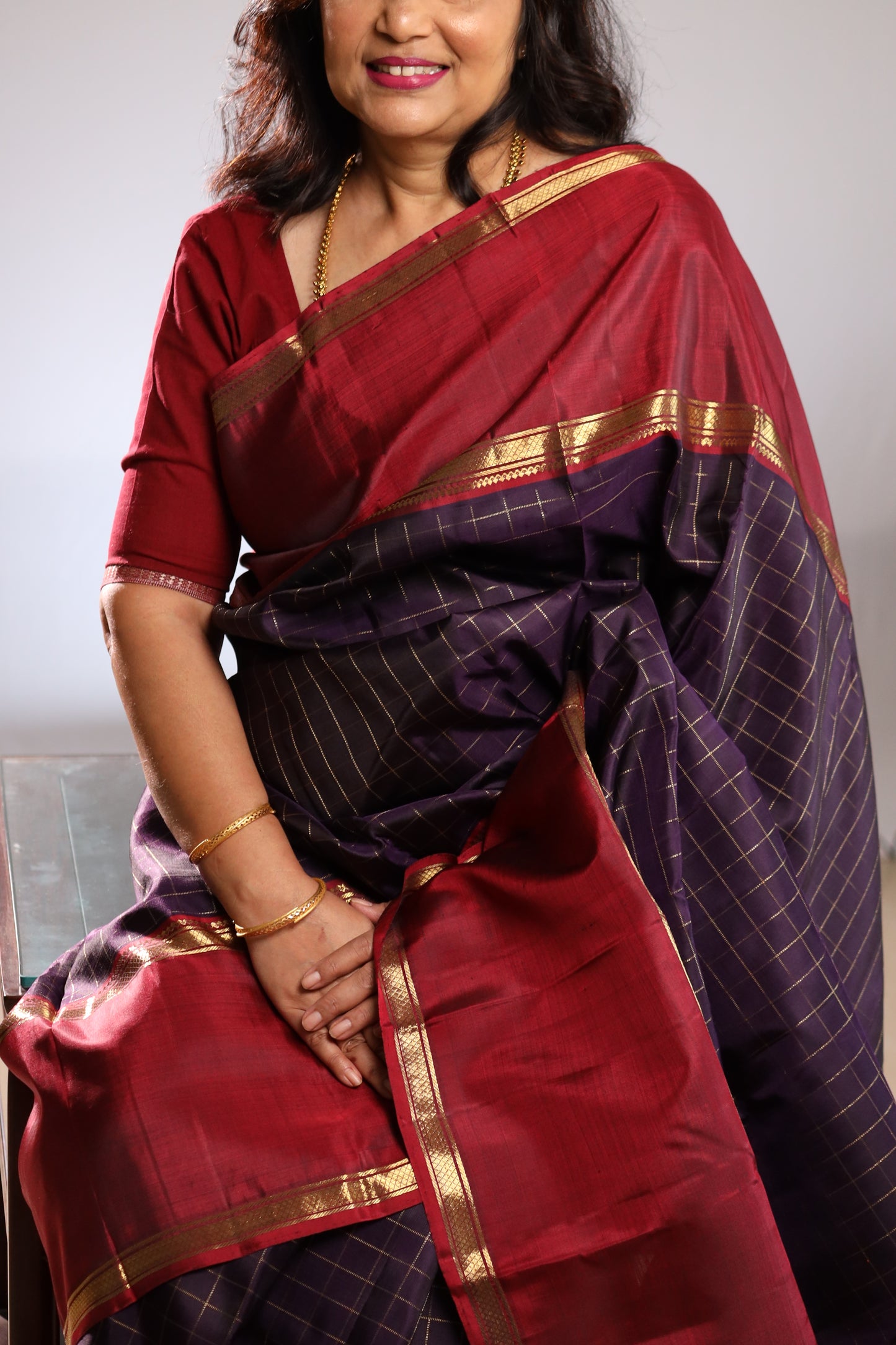 Royal Purple & Maroon Kanjivaram Silk Saree