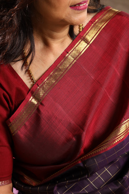 Royal Purple & Maroon Kanjivaram Silk Saree