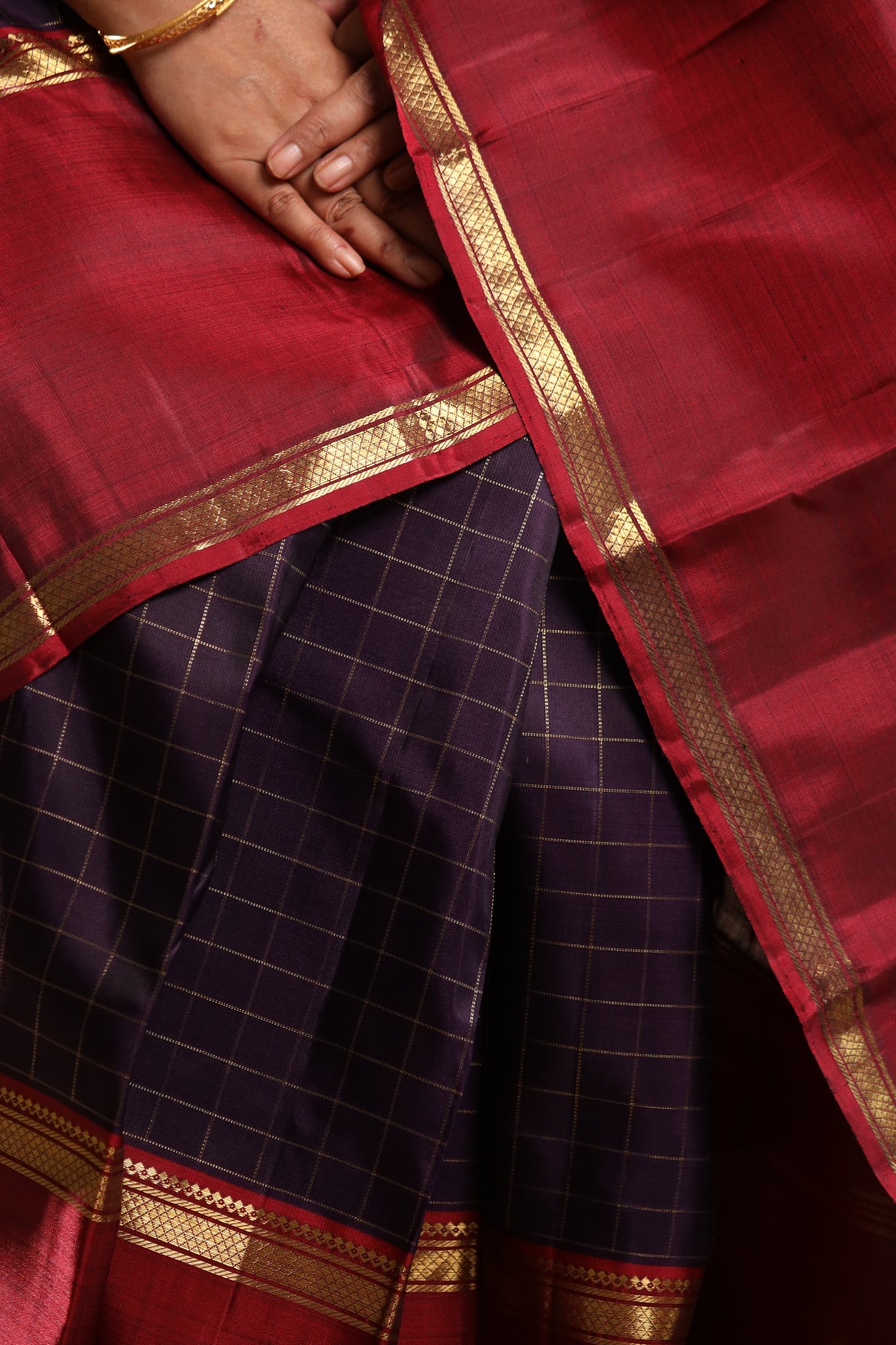 Royal Purple & Maroon Kanjivaram Silk Saree