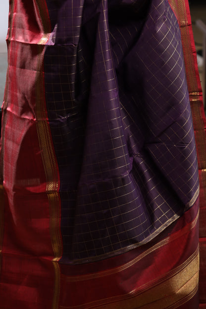 Royal Purple & Maroon Kanjivaram Silk Saree