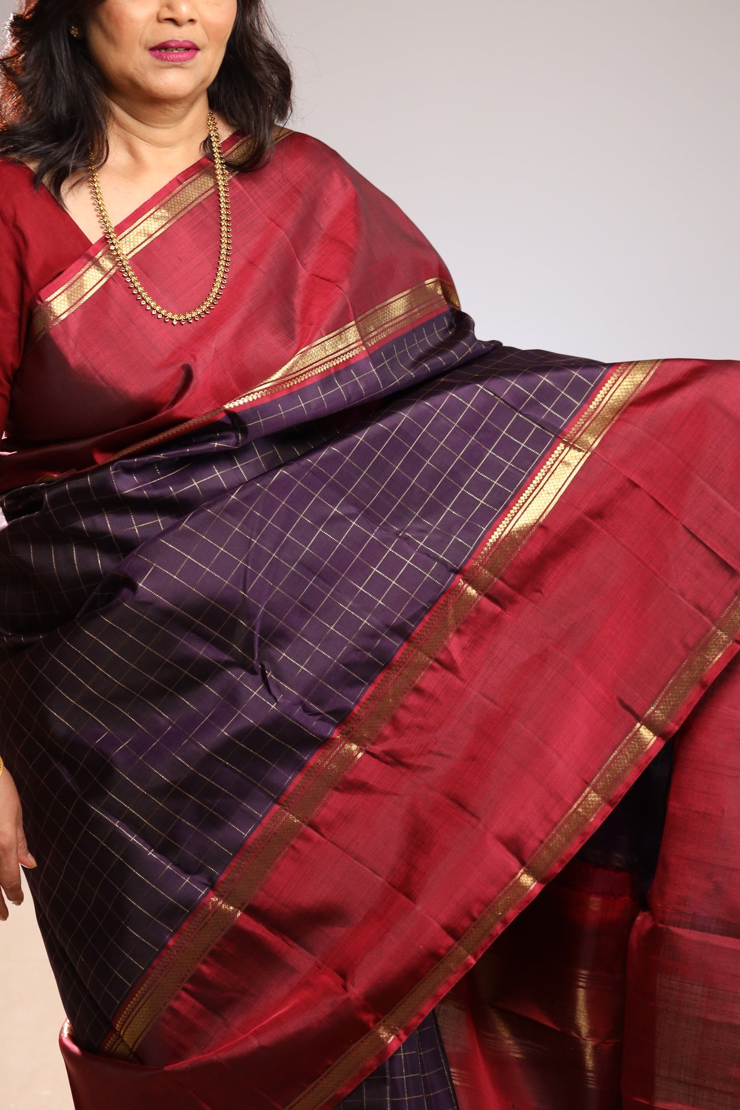 Royal Purple & Maroon Kanjivaram Silk Saree