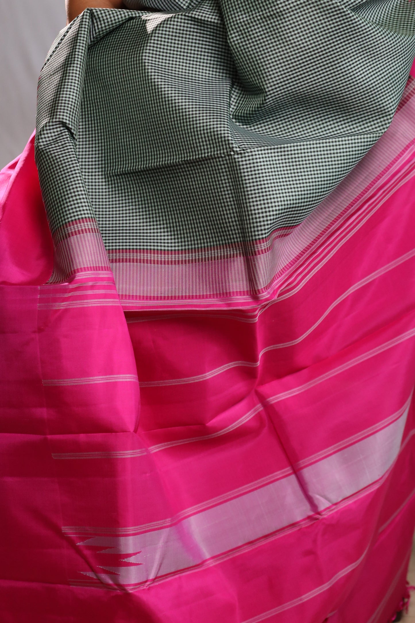 Moss Green & Fuchsia Kanjivaram Silk