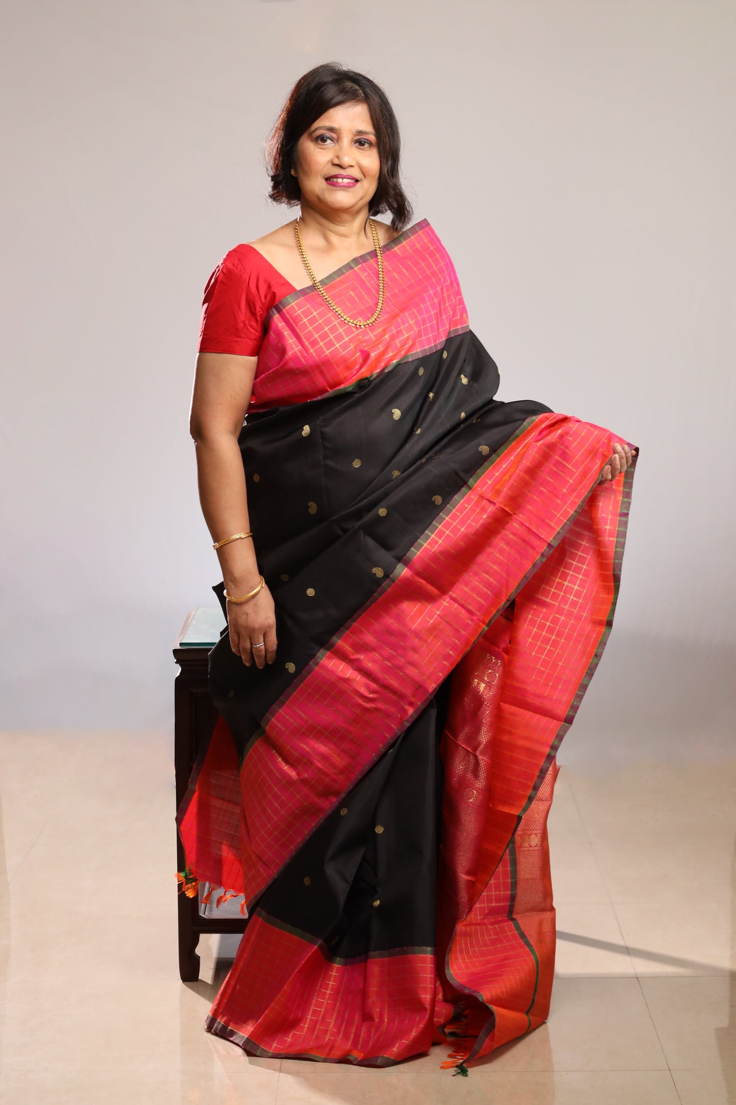 Red & Black Kanjivaram Silk