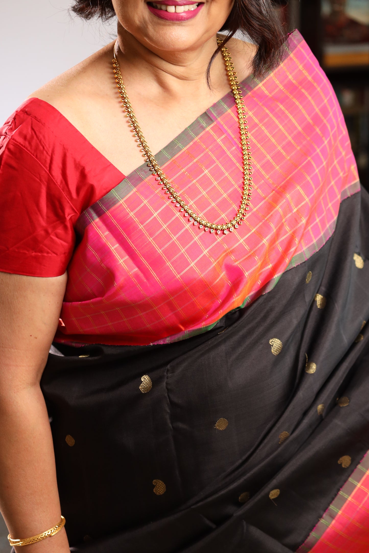 Red & Black Kanjivaram Silk