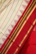 Ivory & Gold Striped Kanjivaram Silk