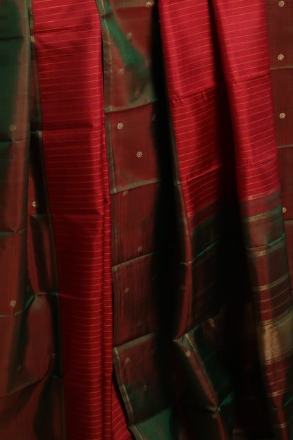 Forest of Rubies Two-Toned Kanjivaram Silk