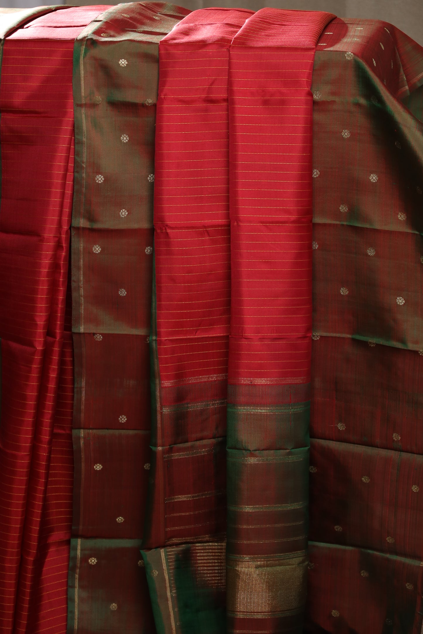 Forest of Rubies Two-Toned Kanjivaram Silk