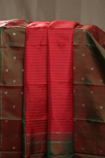 Forest of Rubies Two-Toned Kanjivaram Silk