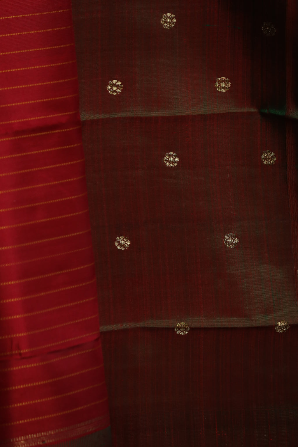 Forest of Rubies Two-Toned Kanjivaram Silk