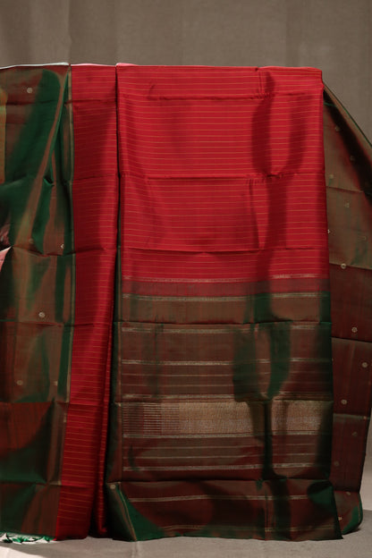 Forest of Rubies Two-Toned Kanjivaram Silk