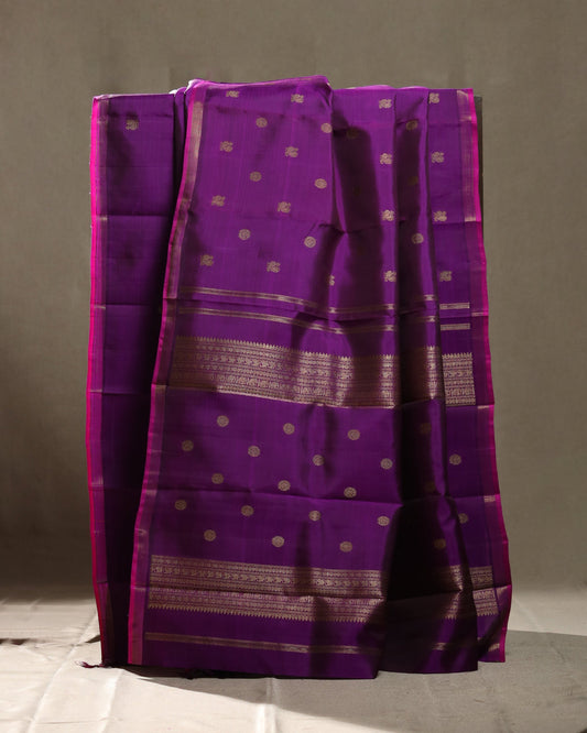 Deep Purple & Pink Kanjivaram Silk