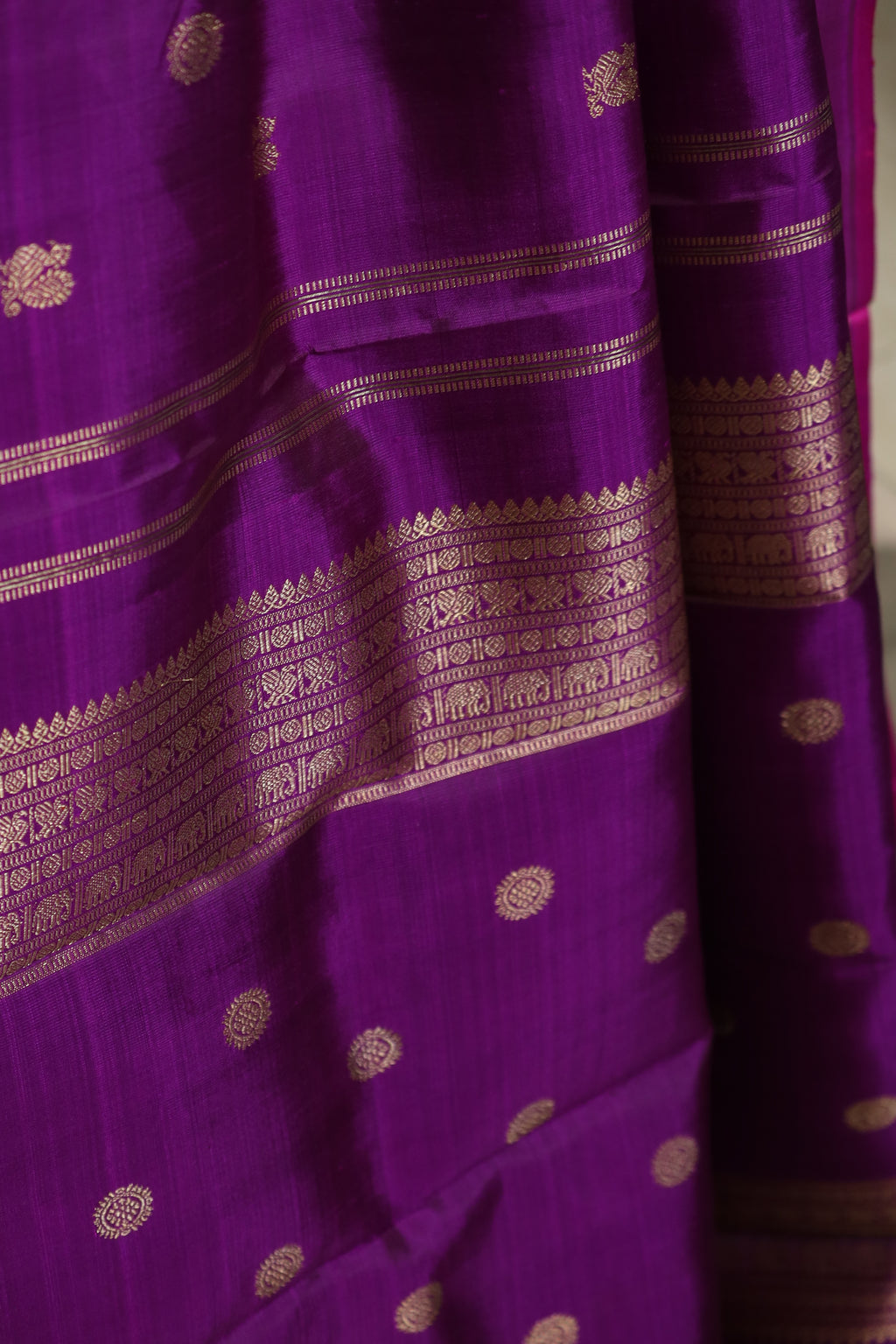 Deep Purple & Pink Kanjivaram Silk