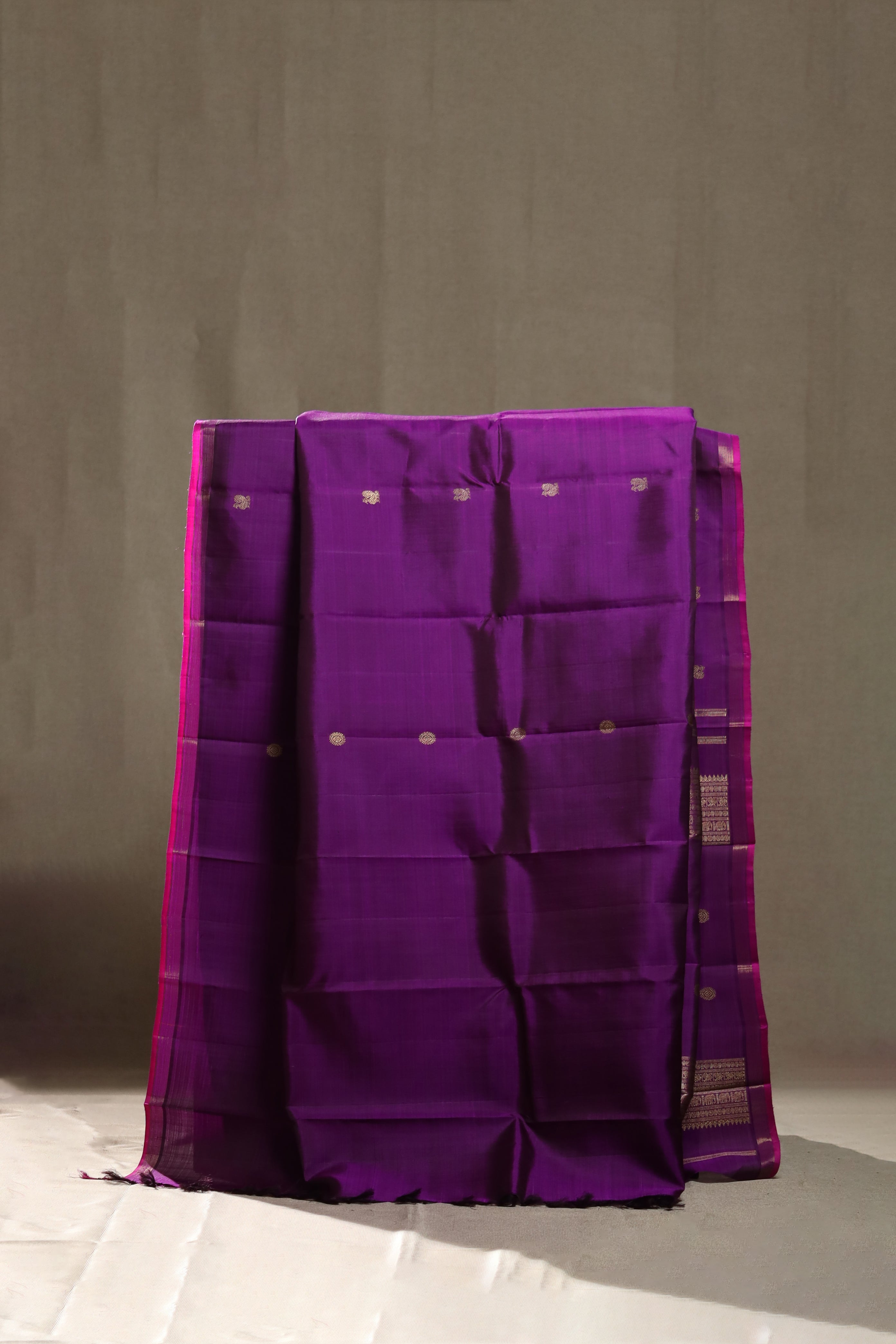 Deep Purple & Pink Kanjivaram Silk