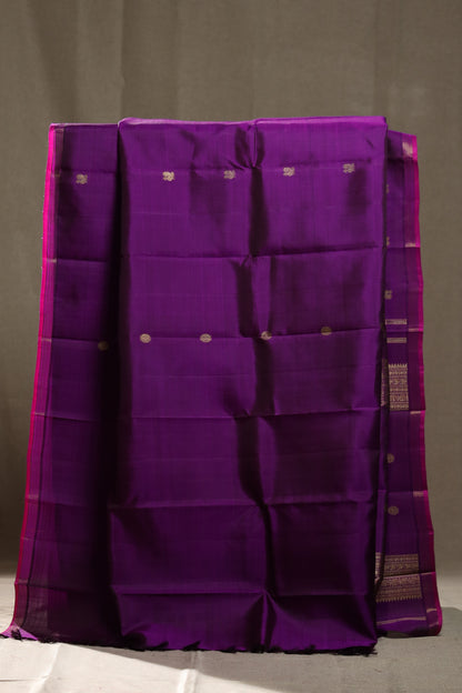 Deep Purple & Pink Kanjivaram Silk