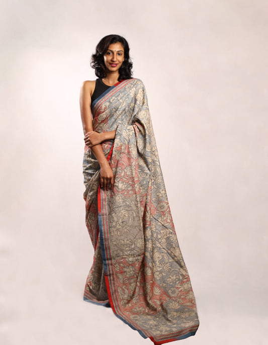 The Lotus Pond Kantha in Handwoven Pure Silk