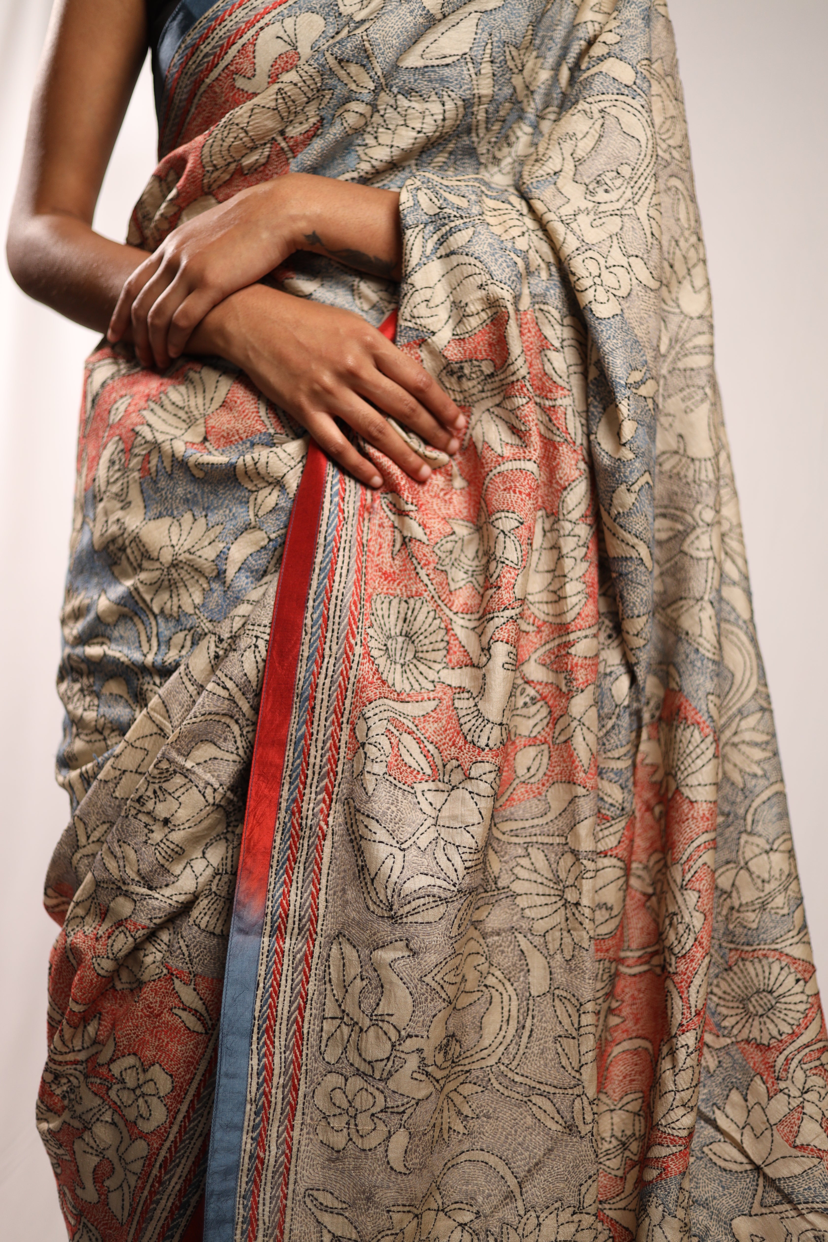 The Lotus Pond Kantha in Handwoven Pure Silk