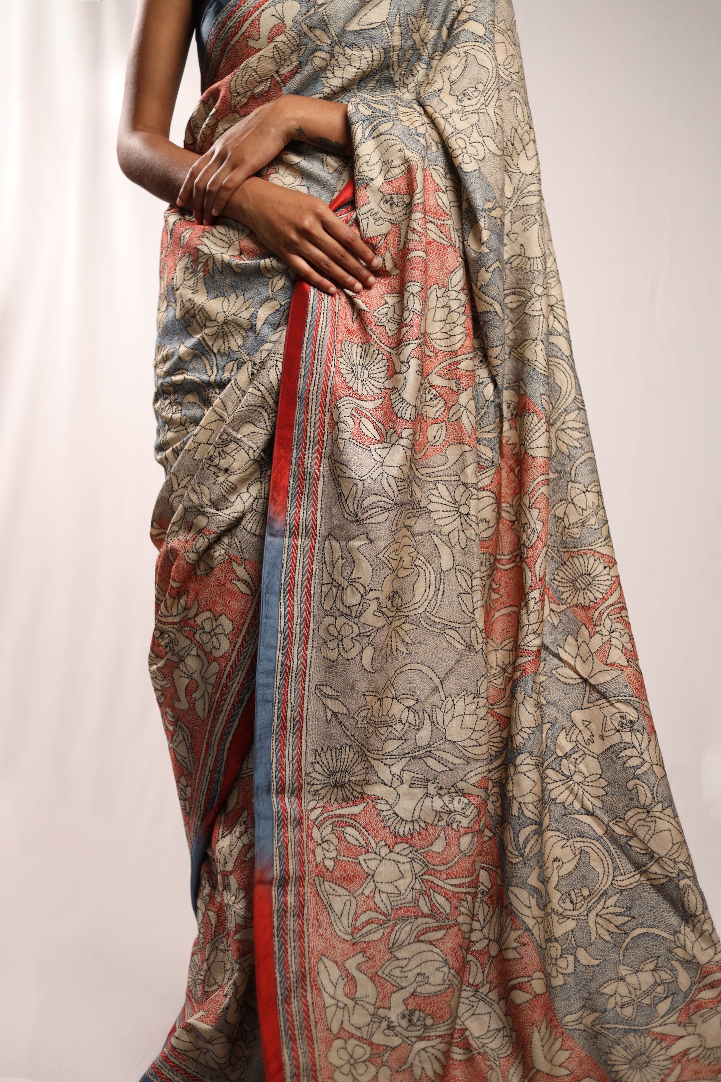 The Lotus Pond Kantha in Handwoven Pure Silk