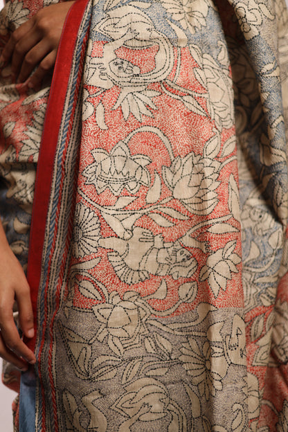 The Lotus Pond Kantha in Handwoven Pure Silk